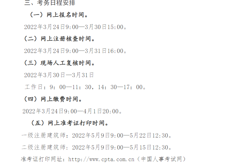 2022年全国一级、二级建筑师报名开始了吗？